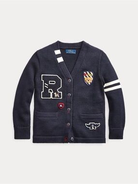 Ralph Lauren Toddler Cotton Letterman Cardigan Size 7